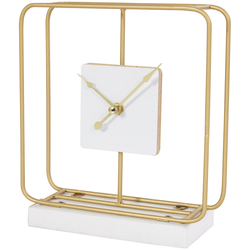 Modern Mechanical Tabletop Clock in Gold