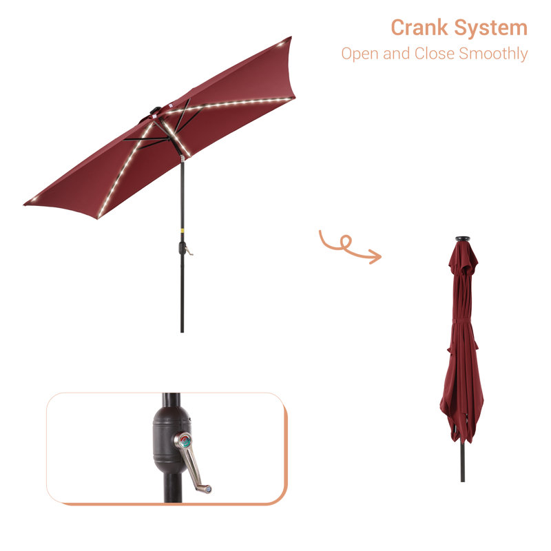 Parasol de marché rectangulaire 9 pi x 6 pi Sayaf, Rouge vin