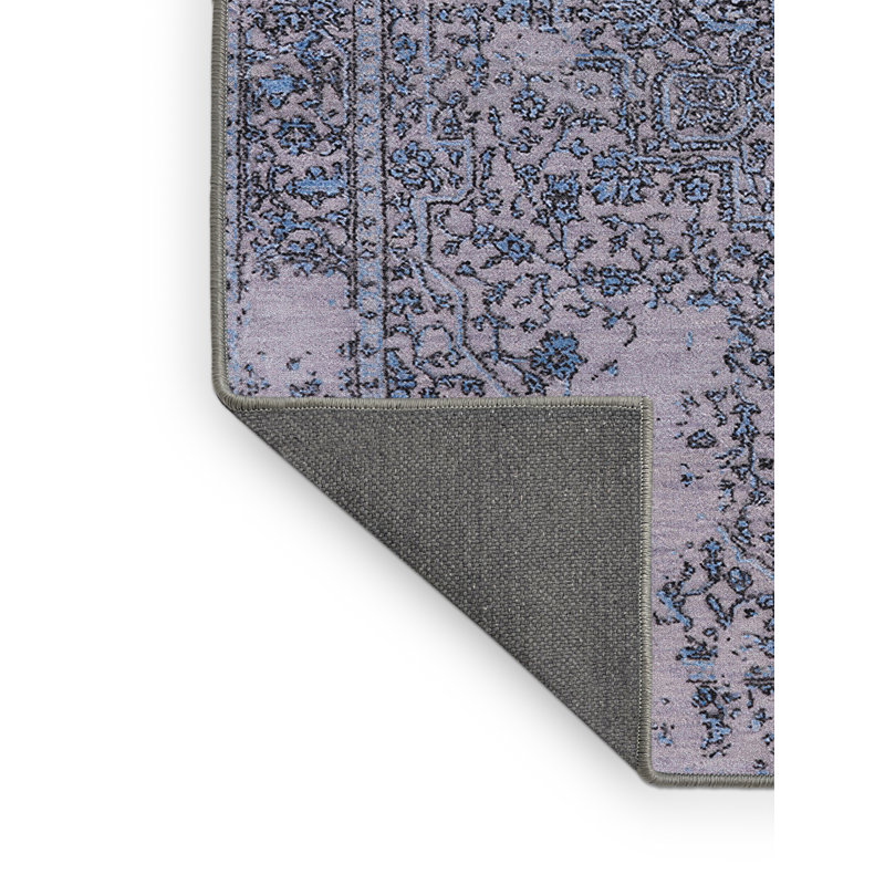 Tapis oriental bleu / gris Shawnda, Rectangle 7 pi x 9 pi
