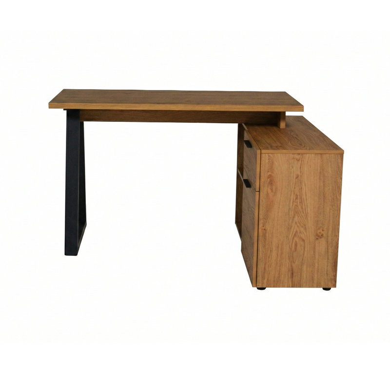 Belfield 130Cm W L Shaped Writing Desk, Montana Oak/Black