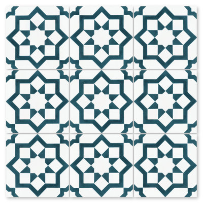 Carreau de sol et de ciment à bord droit Luqa Aegean & White (16 mm) 8 po x 8 po