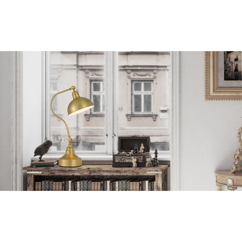 Lampe de table en métal 25 "avec abat-jour dôme, Laiton antique