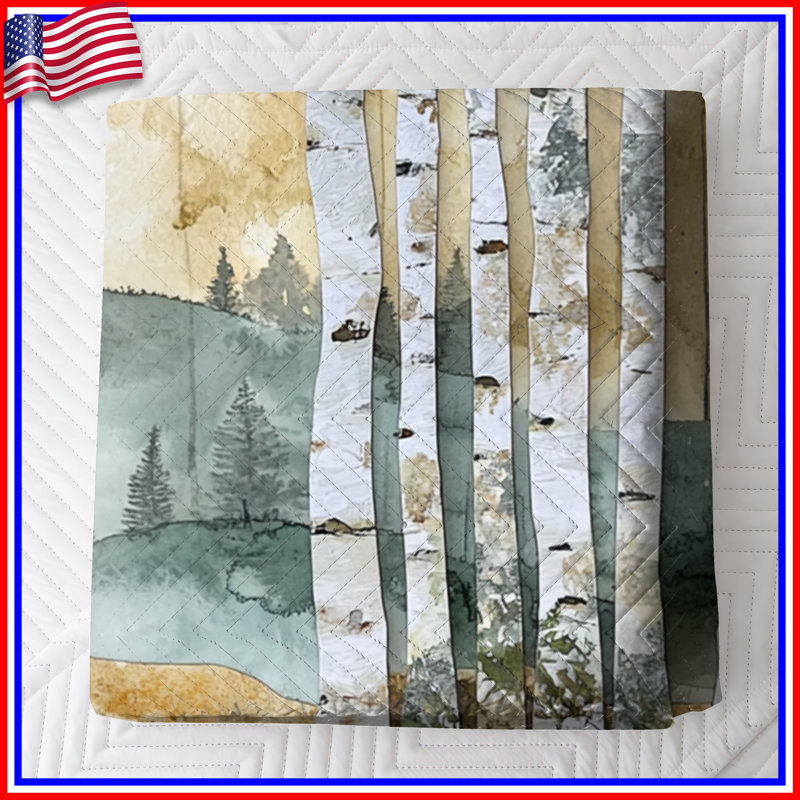 Birch Tree Forest Landscape Bedding Forest Bedspread Nature, Queen
