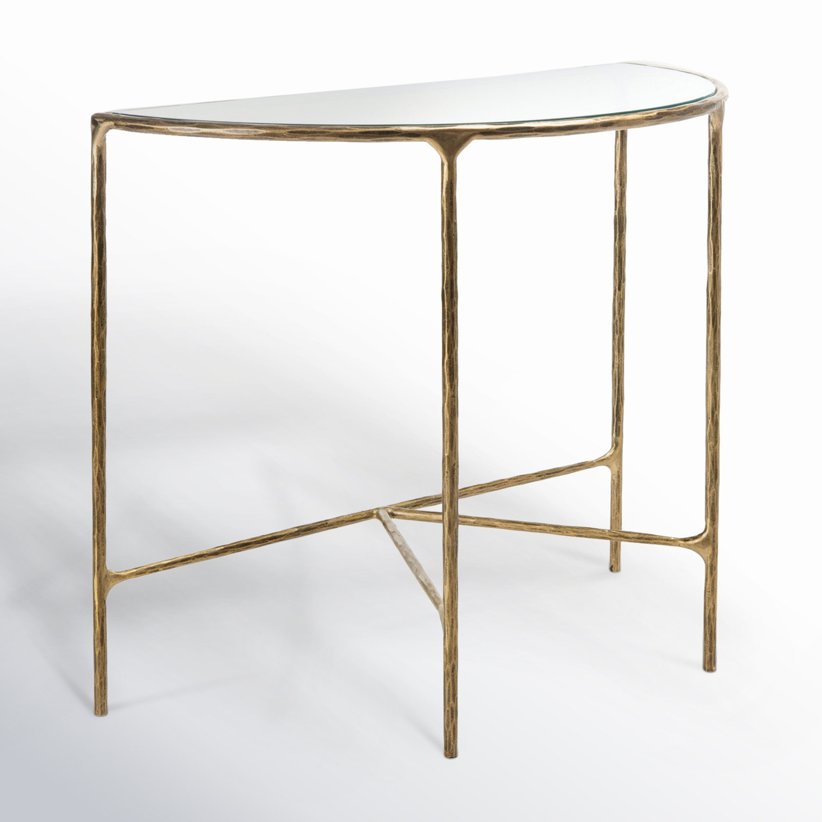 Evelynn 4-Piece Living Room Table Set, Clear, Brass