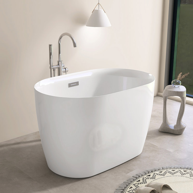 43'' Freestanding Soaking Acrylic Bathtub With Seat