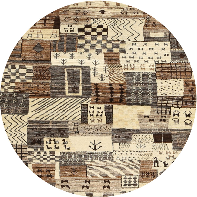 Tapis beige/brun contemporain, Rond 6 pi
