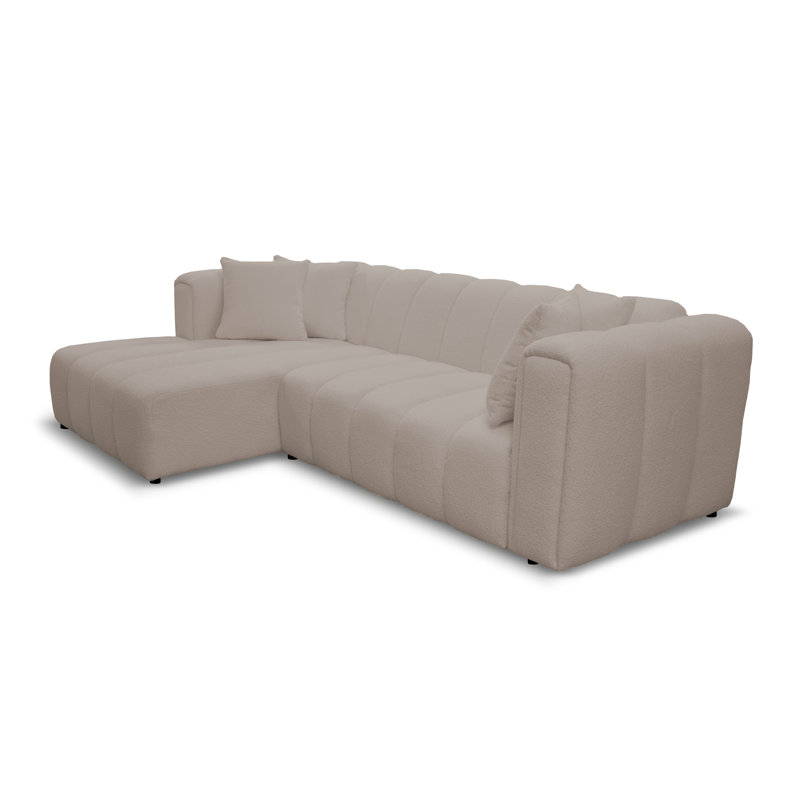 Oheneba 3 Seater Corner Sofa , Beige, Left Hand Facing