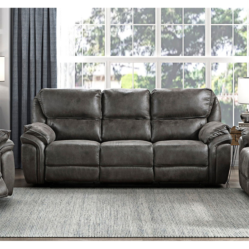 Canapé inclinable en peluche avec revêtement en microfibre et meubles en bois massif 1pc, Gris