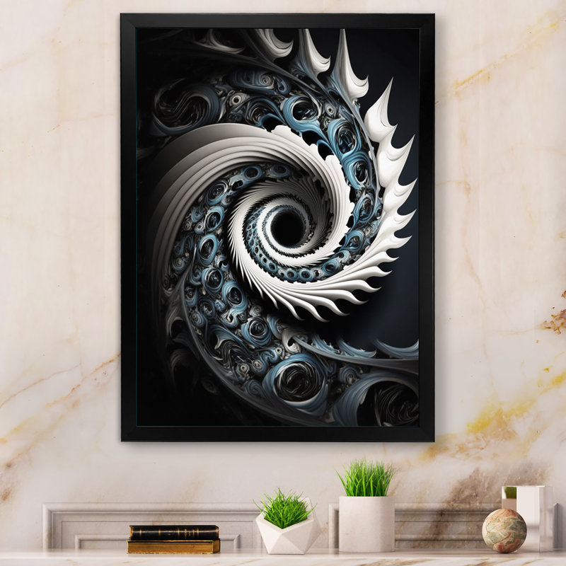 «Blue and White», art liquide sur toile, Cadre photo noir, L 12 po x H 20 po