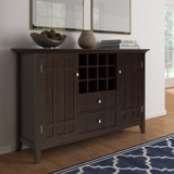 Bedford 54"W Solid Wood Sideboard Buffet and Wine Rack, 2 Drawers, and 2 Cabinets