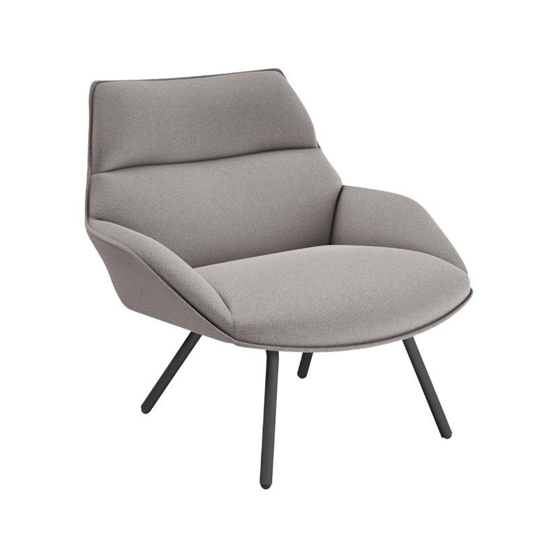 Fauteuil de terrasse avec coussin Anou, Gris / Taupe