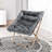Upholstered Folding Square Saucer, Tufted Cozy Accent Chair with Golden Metal Frame for Living Room-149606844-178458867