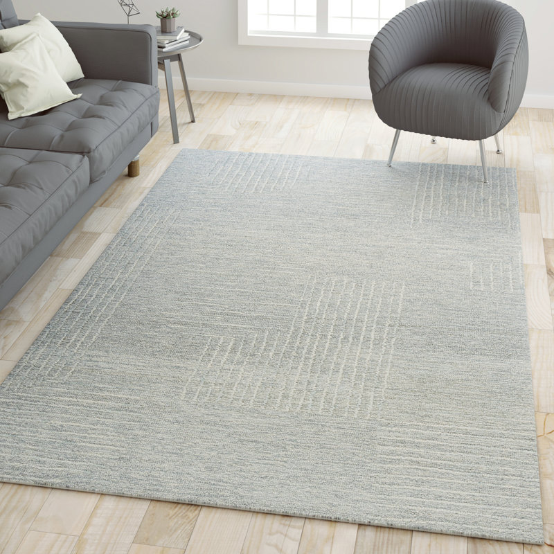 Casual High-Low Handmade Natural Wool Indoor Area Rug, Rectangle 5' x 7'9"