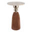Table d'appoint moderne à dessus en marbre pour présentation à la maison - Table de bout étroite à piédestal sophistiquée avec base en bois et métal pour canapé de salon - 23 po-1936746868
