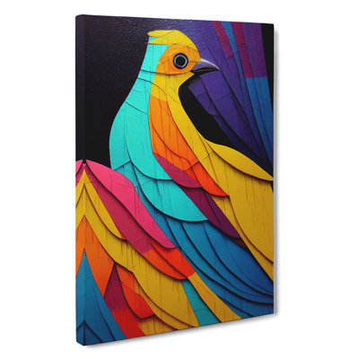 Bird In Colour No.1 Abstract - Wrapped Canvas Print