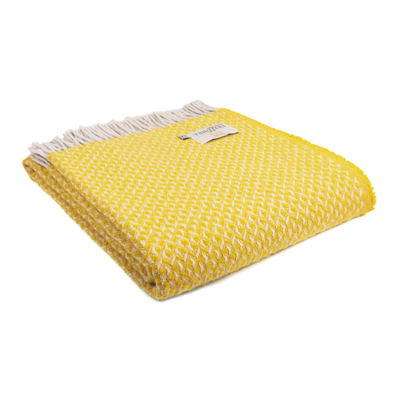 Lifestyle Diamond Throw Plain Weave / Muslin Throw Blanket, Yellow