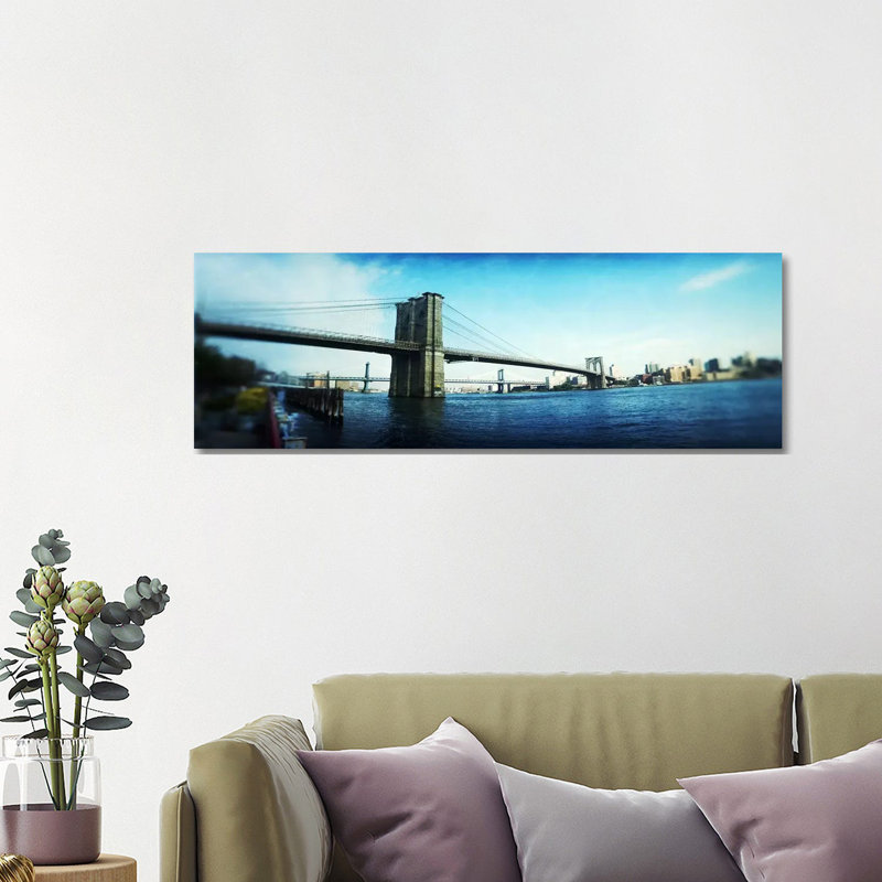 Bridge Across A River - Wrapped Canvas Panoramic Print, 121.92 cm H x 40.64 cm W x 1.91 cm D