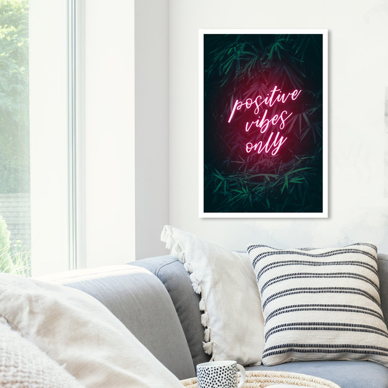 « positive vibes only », impression encadrée, H 30 po x l 20 po x P 0,75 po, Toile tendue
