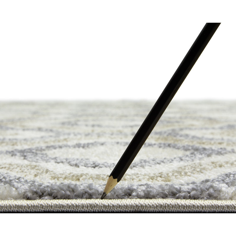 Tapis ivoire à motif géométrique Loney, Rectangle 7 pi 10 po x 9 pi 10 po