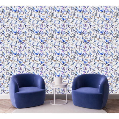 Brightly Blue Leaves Wallpaper Tile