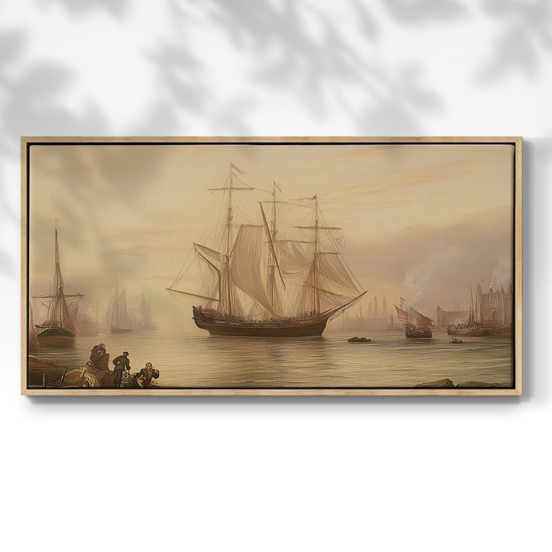 Série nautique-CLXI- Toile tendue avec châssis tendue - Prêt à accrocher, H 17 po x l 33 po, Naturel