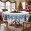 Nappe bleue en polyester lavable Père Noël