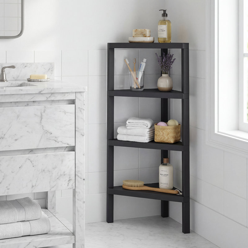 46cm W Plastic Shelving Unit, Black