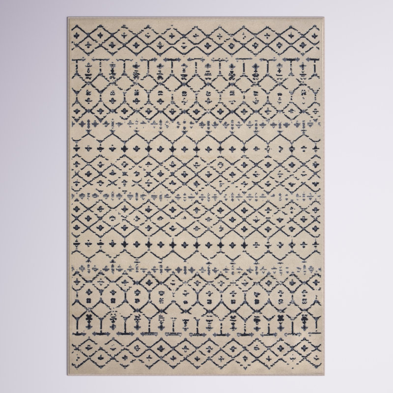 Tapis beige / gris / noir à tissage plat Aldegundo, Rectangle de 5 pi x 7 pi