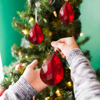 Décorations de Noël Ornements d'arbre de Noël Pendentifs en plastique scintillants colorés et décorations de Noël et de la Saint-Valentin