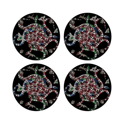 Ouroboros Vegan Leather Round Beaded Placemat