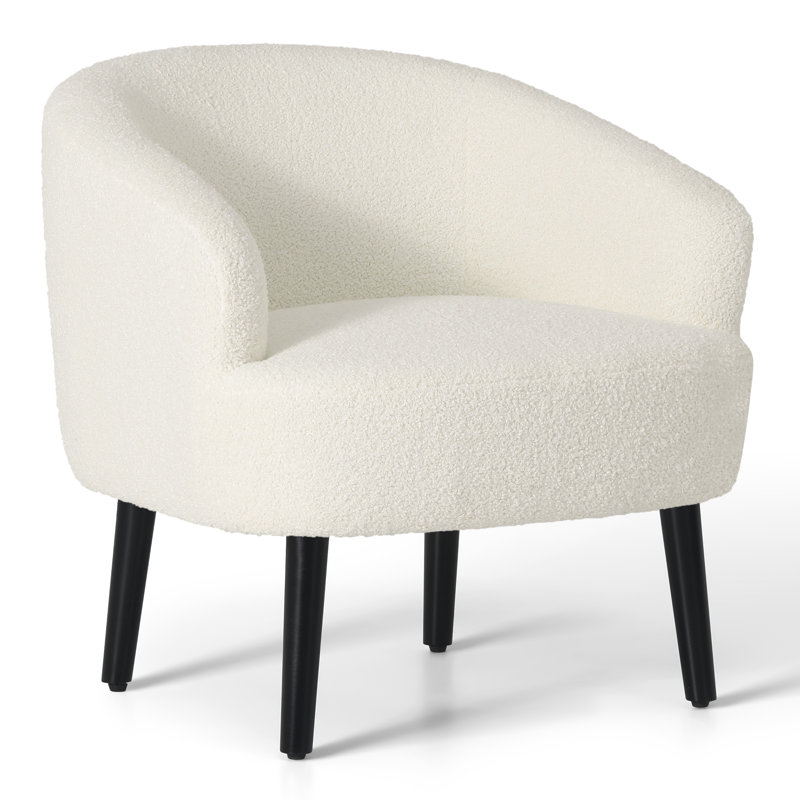 Bayville 29'' Wide Barrel Chair, Cream Polyester Blend 