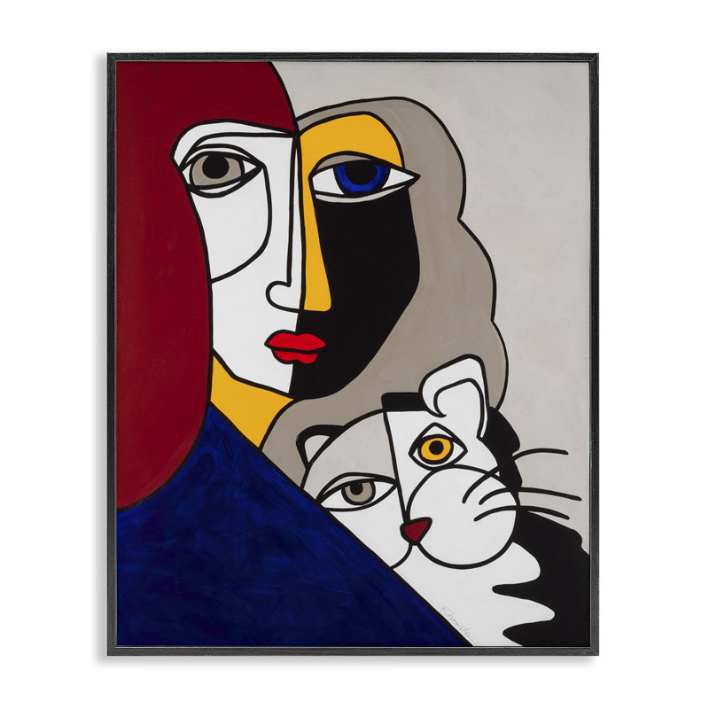 Bold Primaries Mod Portraits, estampe numérique, design par Ruth Fromstein, Giclée encadrée noir minuit, H 30 po x l 24 po