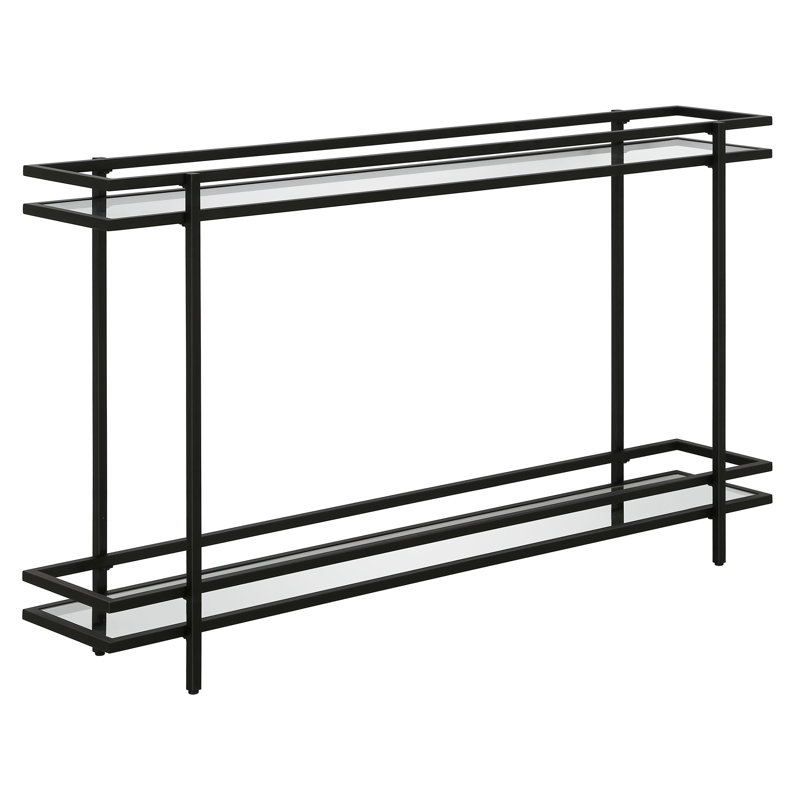 132.1cm Glass Top Console Table, Black