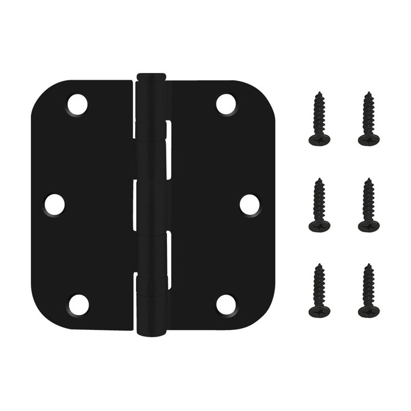 Charnière de porte résidentielle à roulement à billes 3 1/2 "x 3 1/2" 5/8, noir mat, paquet de 1, Noir mat