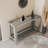 Sophisticated Double-Layer Tempered Glass Console Table with Stainless Steel Frame for Versatile Use-128695679