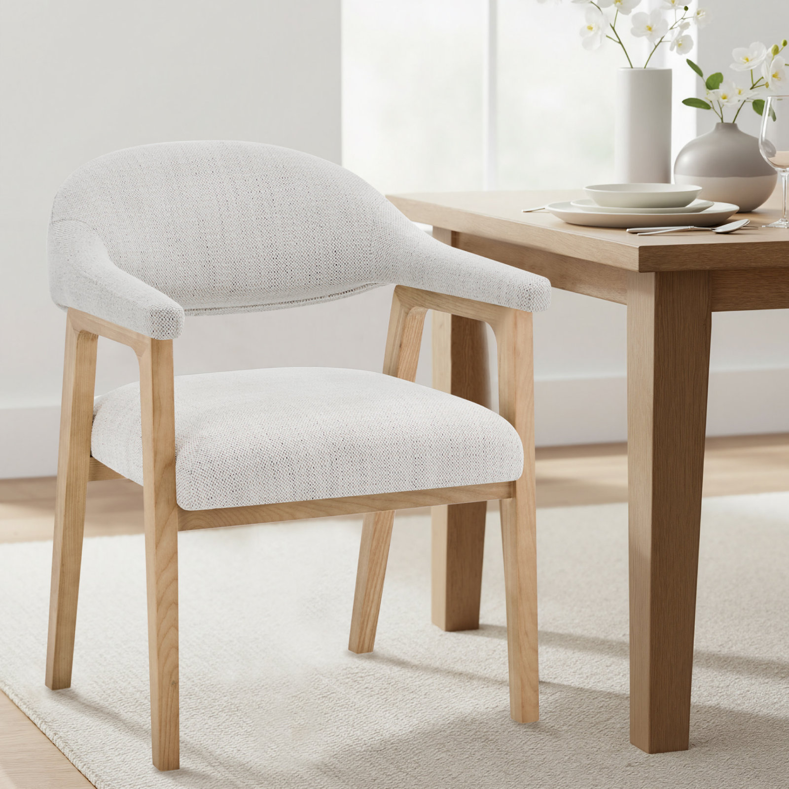 Rosswell Upholstered Dining Chair, Prestige Ivory Basketweave