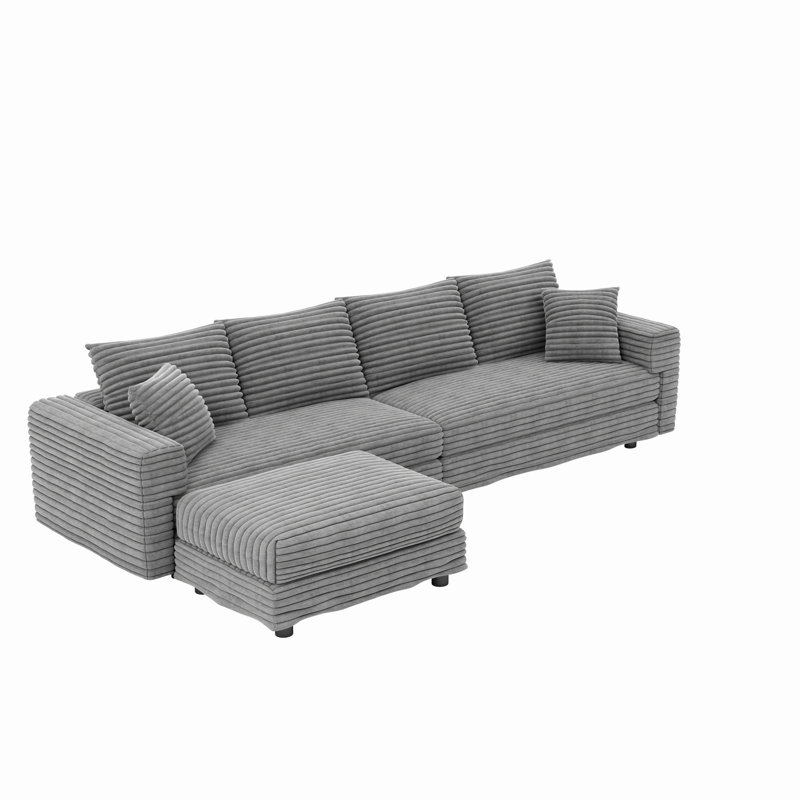 Canapé rembourré avec coussins et repose-pieds mobile pour salon, appartement, bureau