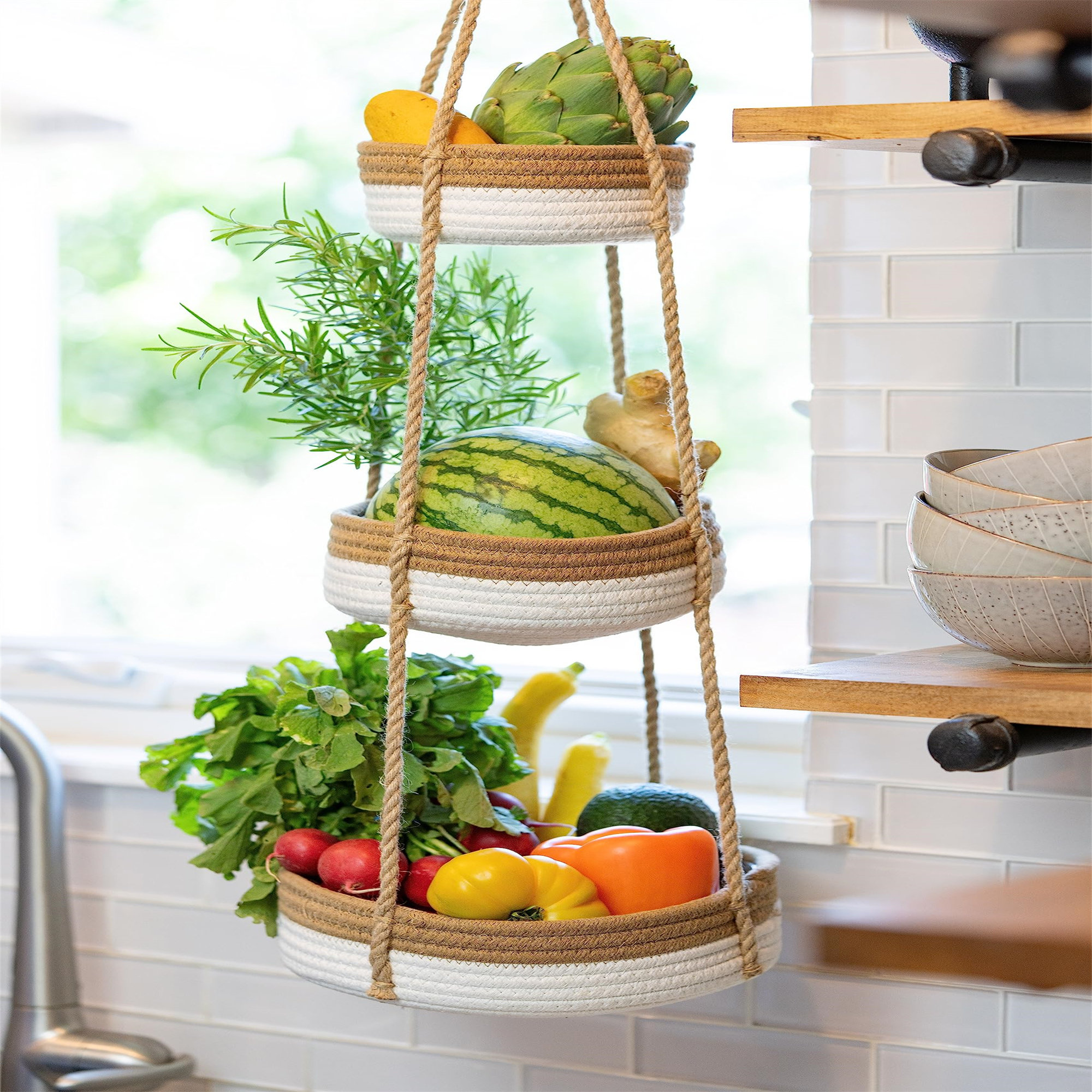 Highland Dunes 3-Tier Hanging Fruit Basket | Wayfair