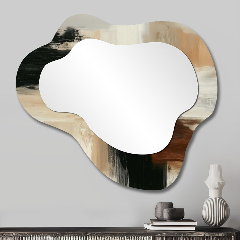 Miroir décoratif Modern Cloud - noir et brun, peinture abstraite II, 25" x 28"