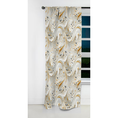 Glamorous Gold And White Marble Pearl Opulence III - Abstract Marble Blackout Curtain 1 Panels