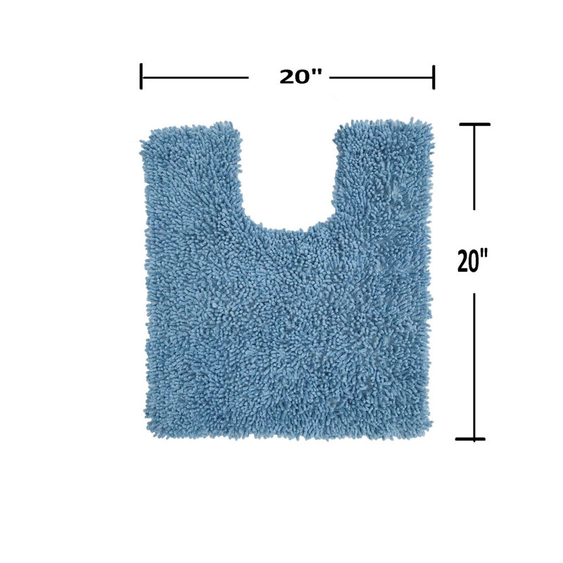 Heacock U-shaped 100% Cotton Non-Slip Contour Mat, Blue
