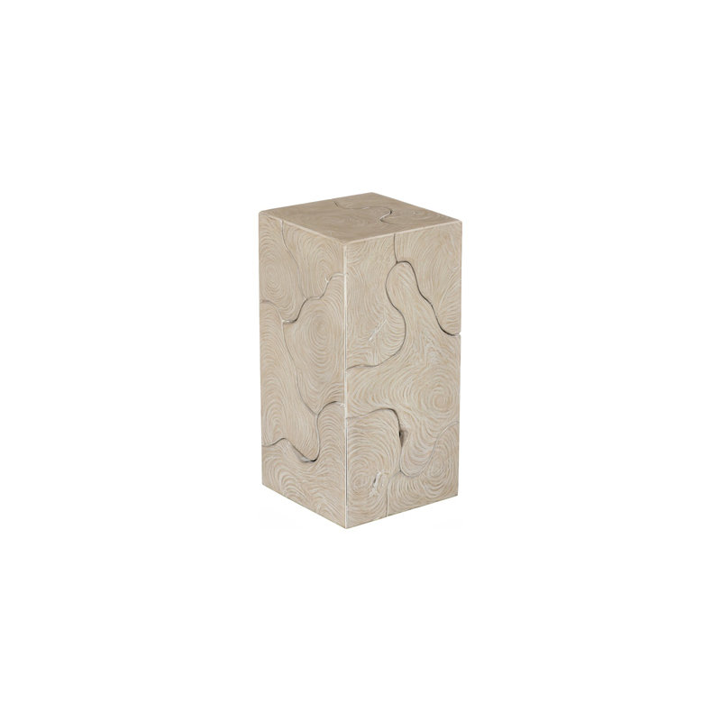 Teak Slice Pedestal, Square, Oat Finish, SM