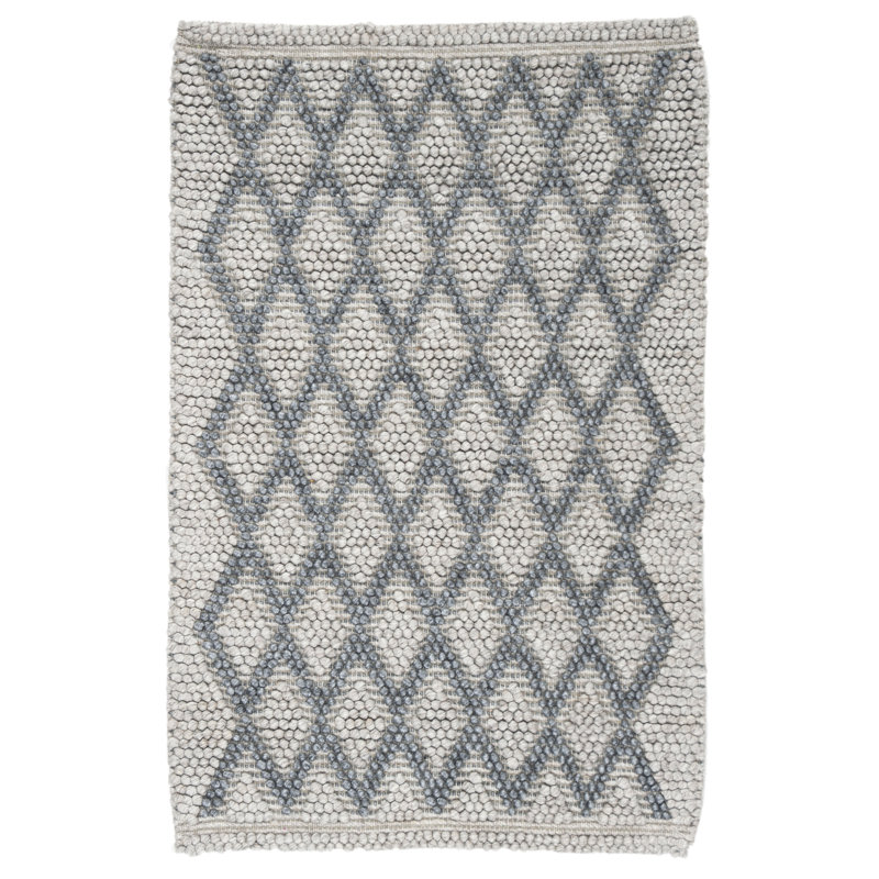 Jacques Hand Woven Viscose/Wool Geometric Rug in Black/Gray, Rectangle 3' x 5'