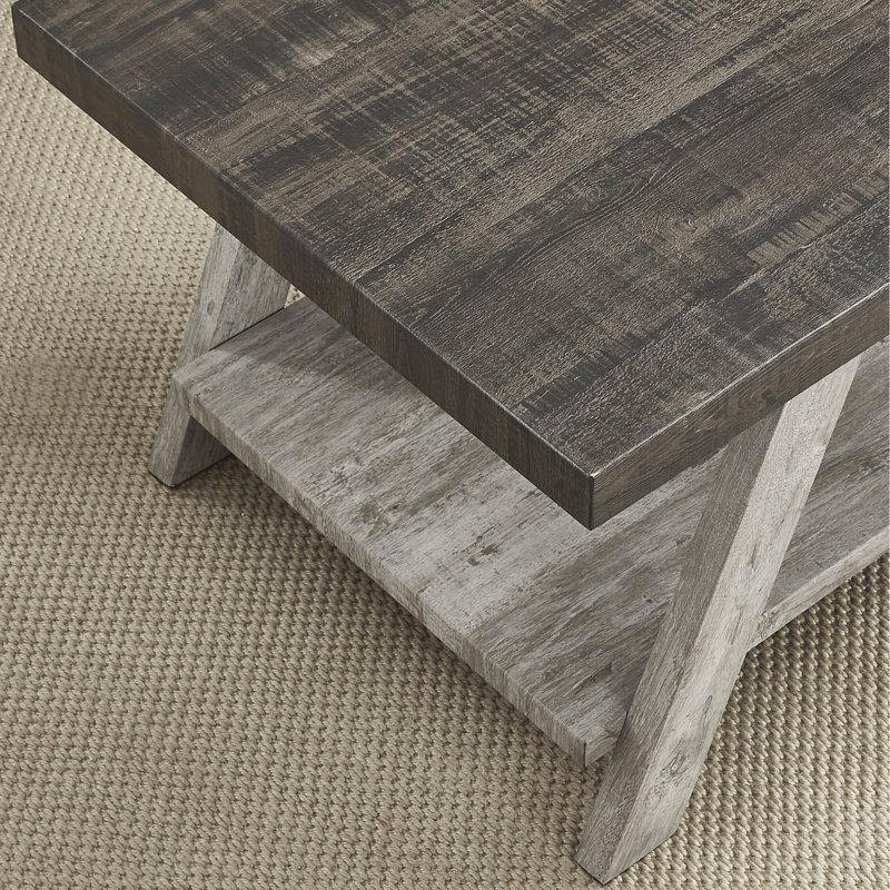 Table d'appoint contemporaine aux tons gris et noyer vieilli, au design élégant.