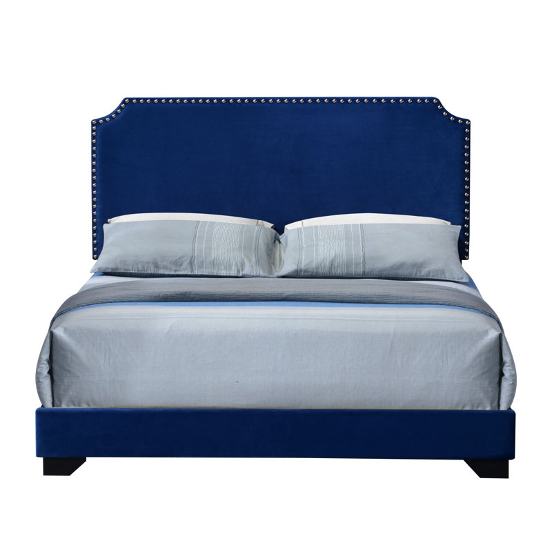Grand lit en velours bleu Haemon
