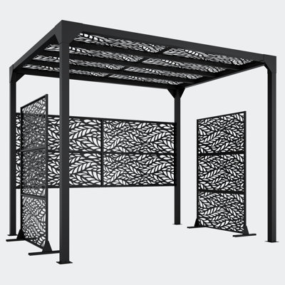 10 Ft X 8 Ft Pergola Set With Privacy Screens