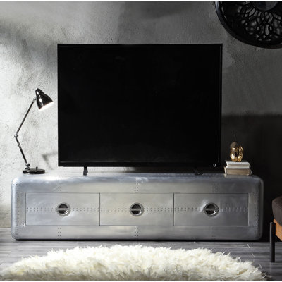 Innes 3-Drawer Rectangular TV Stand in Aluminum