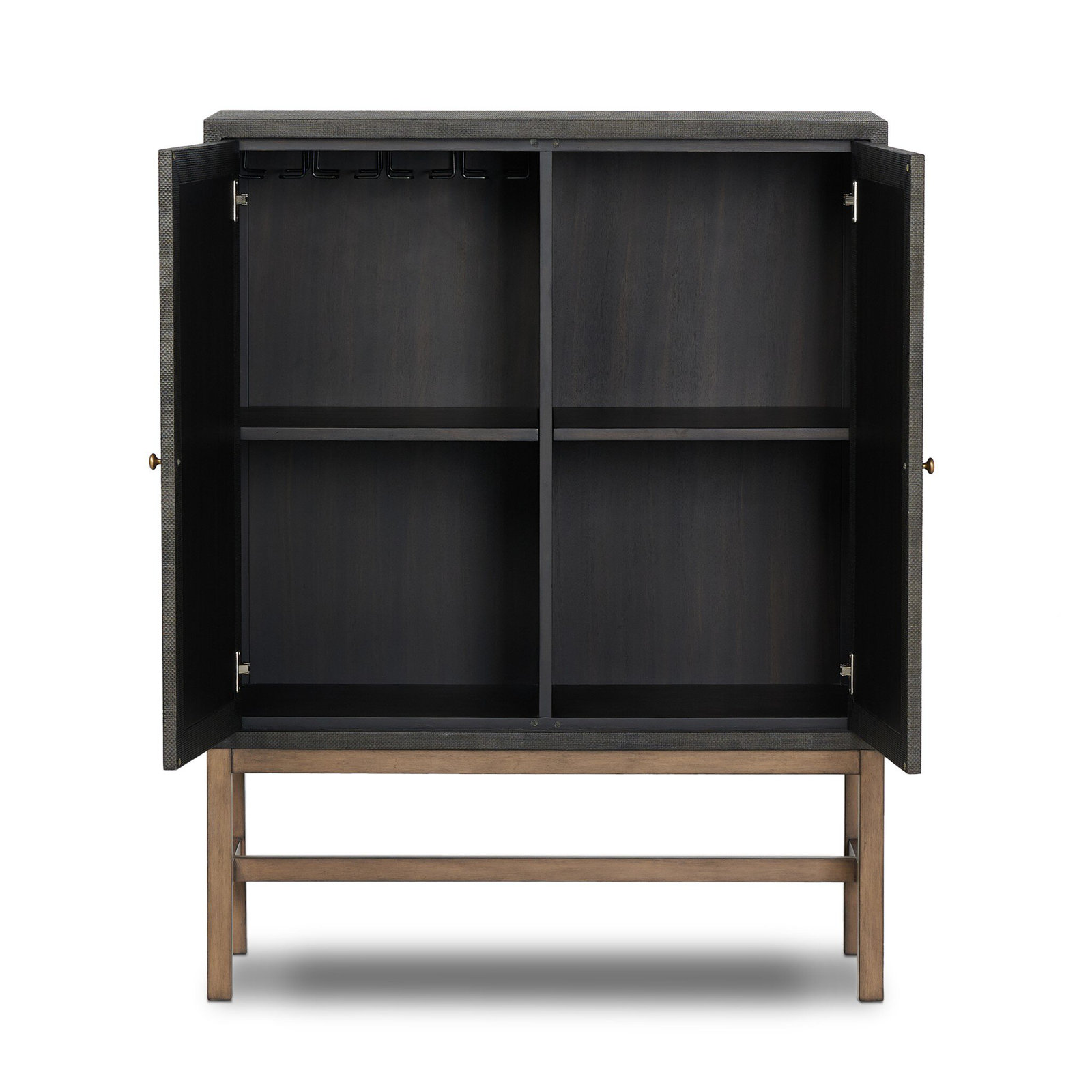 Hakana Bar Cabinet-Black Raffia, Black Raffia