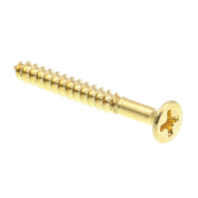 Wood Screws, Flat Head, Phillips Drive, #4 X 1 in., Solid Brass (100 Pack)