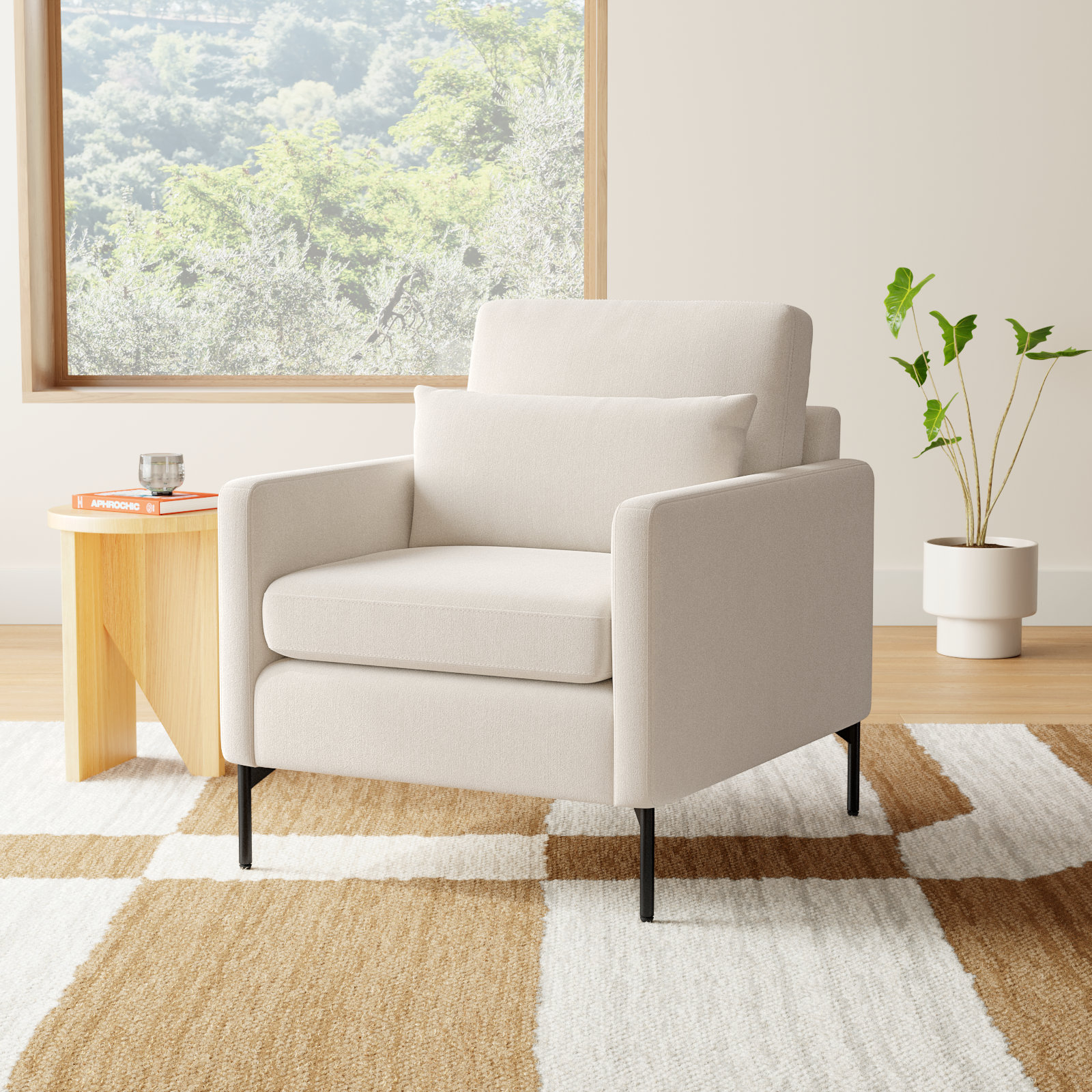 Odin Armchair, Taupe Fine Textured Boucle